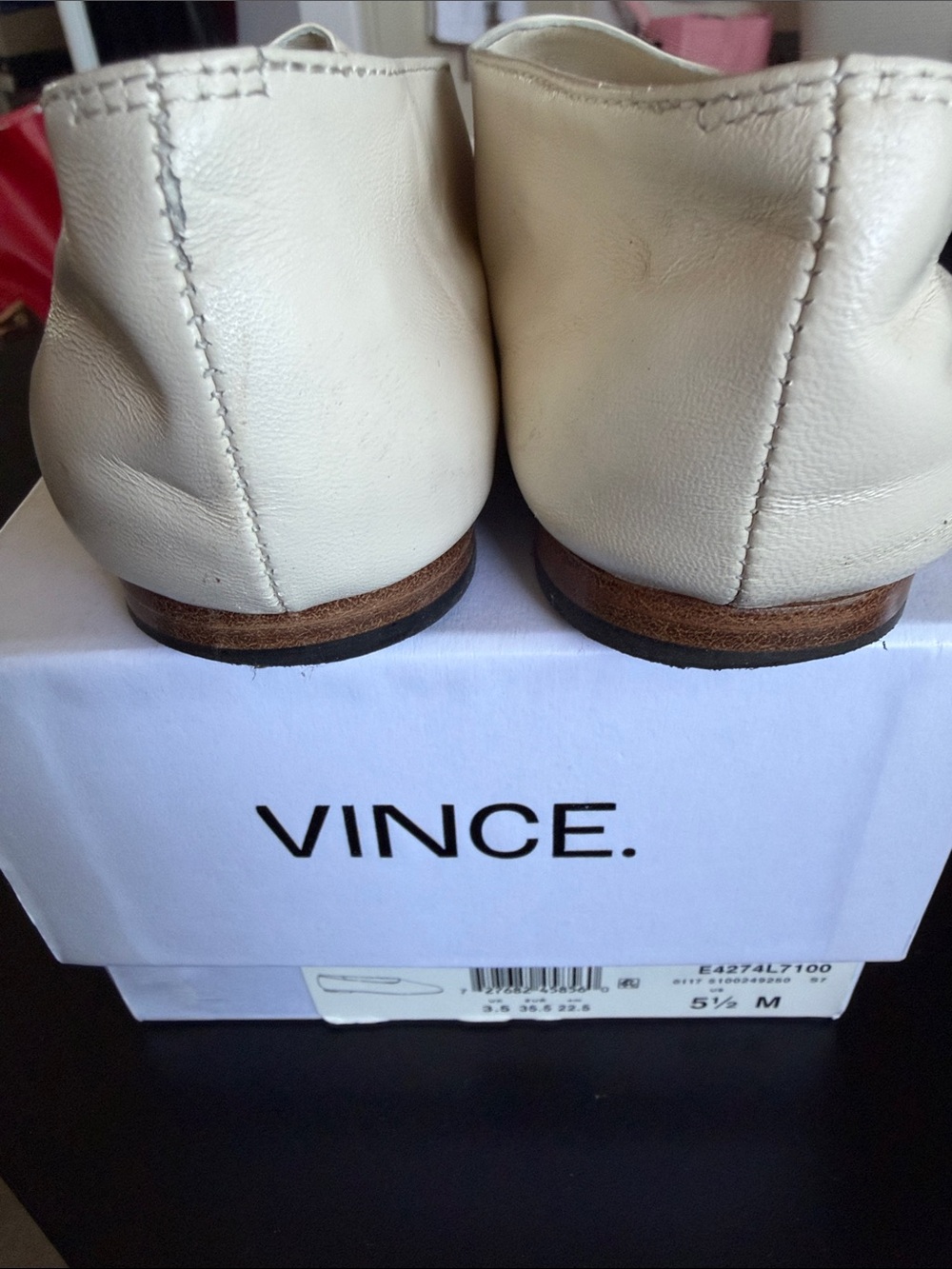 Vince Ivory Leather Ballet Flats - Simple Slip-On Loafers - Picture 4 of 4